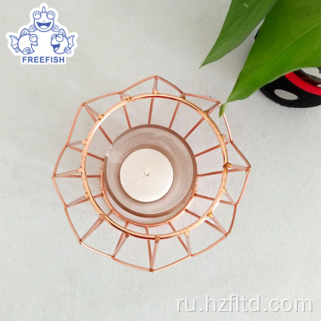 Геометрическая розовое золото отличное качество металлическое держатель свечей